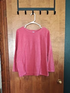 Old Navy Coral Pink Terry Cloth Long Sleeve Sweater